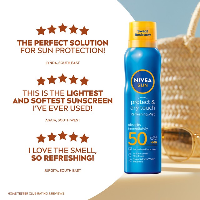 Nivea SUN Protect & Dry Touch sunscreen spray SPF 50 200ml, imported from the UK