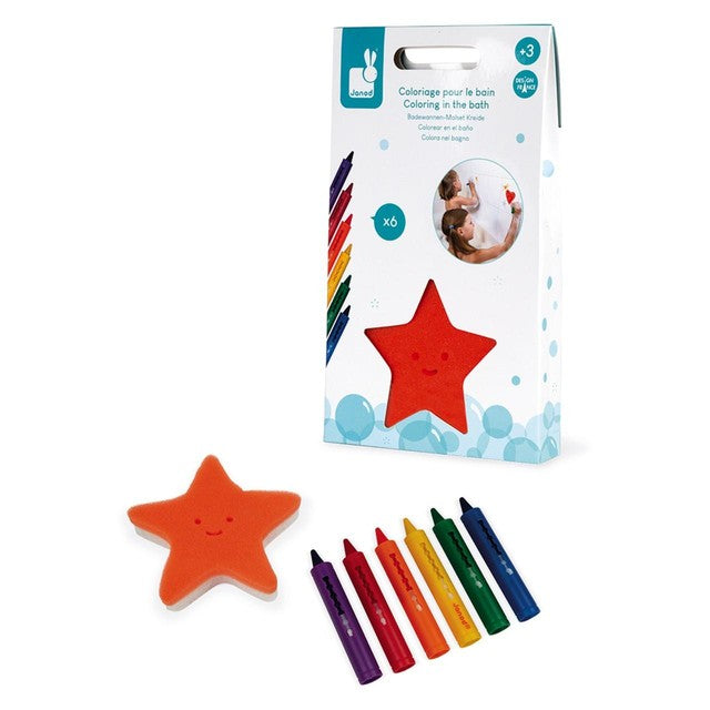 Janod bath colouring set with pencils and sponge - British product
