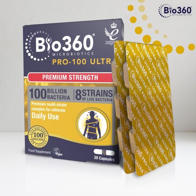 Natures Aid Bio360 Pro-100 Ultra Probiotic Capsules 30 Capsules - British product