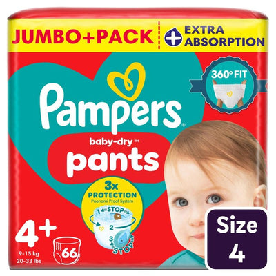 Pampers Baby-Dry Nappy Pants Extra Absorption Size 4+ Baby Diapers