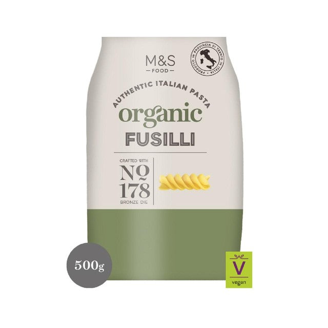 M&S organic fusilli pasta 500g, imported from the UK