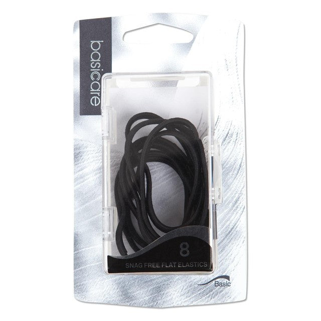 Basicare black flat snag free hair bands 8 pack - British product