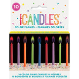 M&S Unique Party Colour Flame Birthday Candles With Holders Novelty Candles 10 per pack- Buy online at McGrocer