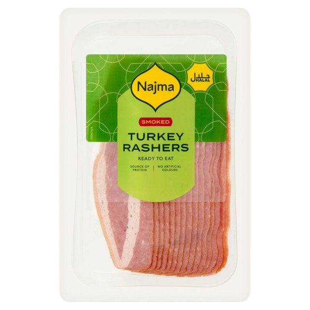 Najma smoked turkey rashers 150g, imported from the UK