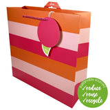 M&S Deva Medium Square Stripe Pink Gift Bag- Buy online at McGrocer