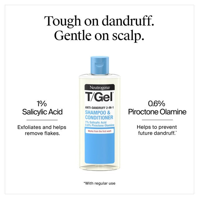 Neutrogena T-Gel Anti-Dandruff 2-in-1 Shampoo & Conditioner 250ml, imported from the UK