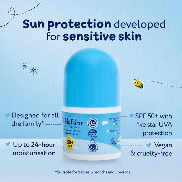 Childs Farm SPF 50+ roll-on sun lotion 50ml - British product