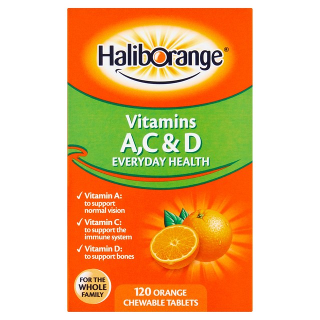 Haliborange vitamin tablets orange flavour 120 tablets, UK version