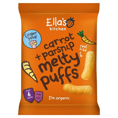 M&S Ella's Kitchen Carrot & Parsnip Melty Puffs Organic Baby Snack 20g- Buy online at McGrocer