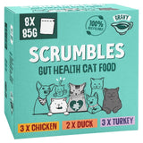Scrumbles, assortiment de sachets de sauce pour chat sans céréales, saveurs poulet, canard et dinde, 8 x 85 g
