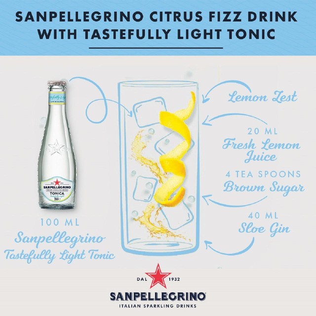 San Pellegrino Light Tonic Water 4 x 200ml (British brand)