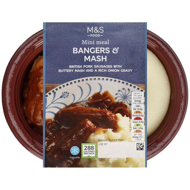 M&S Bangers & Mash Mini-Mahlzeit in Zwiebelsoße 250 g - Britisches Produkt