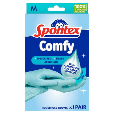 Spontex Soft Hands Gloves With Almond Oil - Medium Household Rubber Gloves