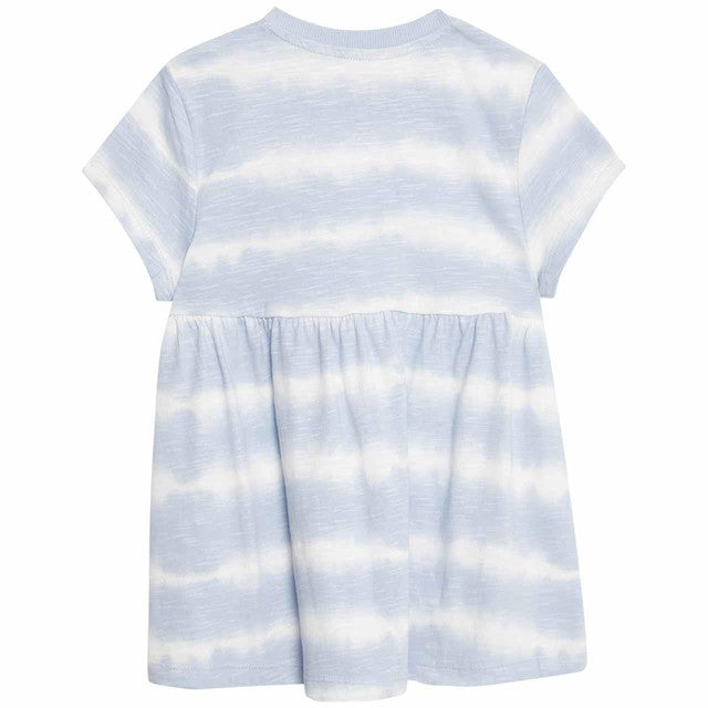 M&S girls cotton tie-dye jersey dress blue 9-12 months, imported from the UK