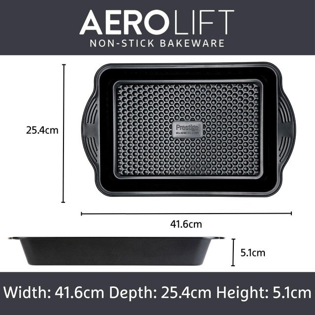 Prestige Aerolift Carbon Steel Medium Deep Baking Tray 41 x 25cm, imported from the UK