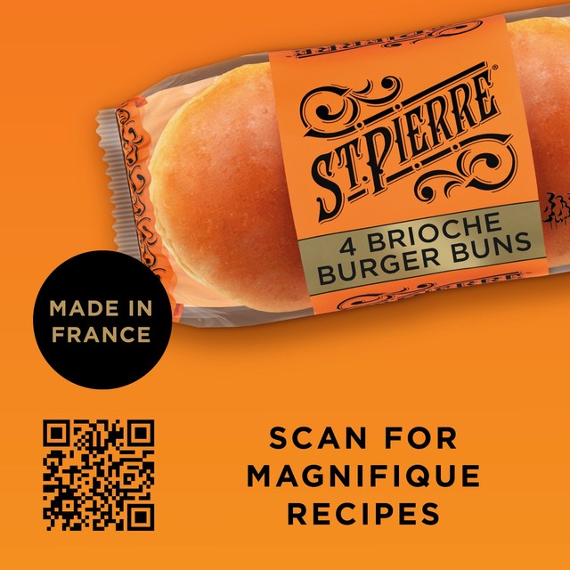 St Pierre pre-sliced brioche burger buns 4 pack (British brand)