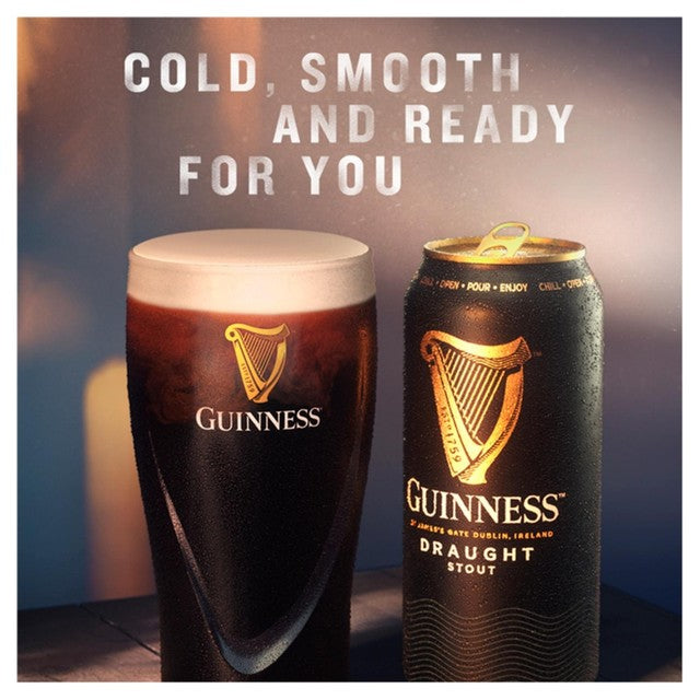 Guinness Draught stout beer, 4 pack of 440ml cans, UK version