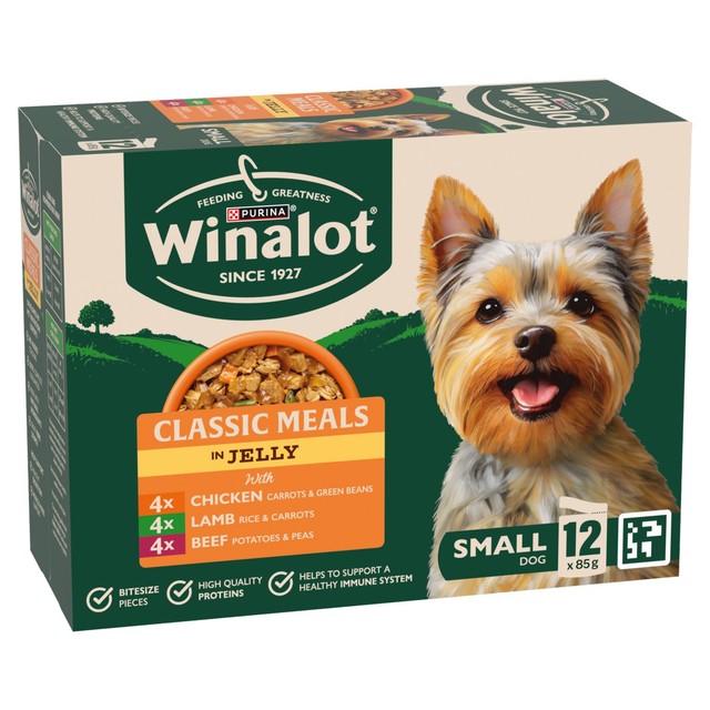 Winalot Meaty Chunks Small Dog Mixed in Jelly wet dog food 12 x 85g (British brand)