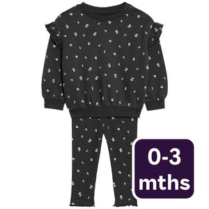M&S Floral Sweat Outfit Grey Baby Outfit 0-3 Months