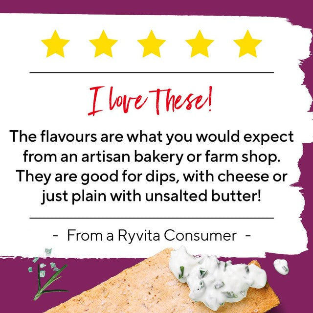 Ryvita rosemary and sea salt flatbread crackers 125g, imported from the UK