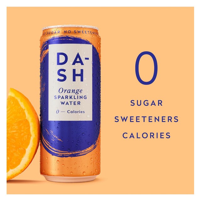DASH Orange Sparkling Water 12x330ml cans - British product