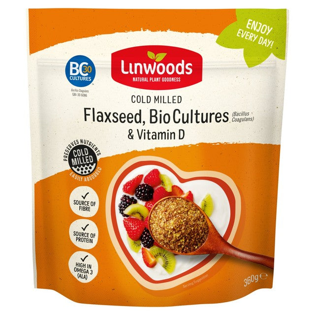 Linwoods milled flaxseed Bio Cultures Vitamin D 360g, imported from the UK