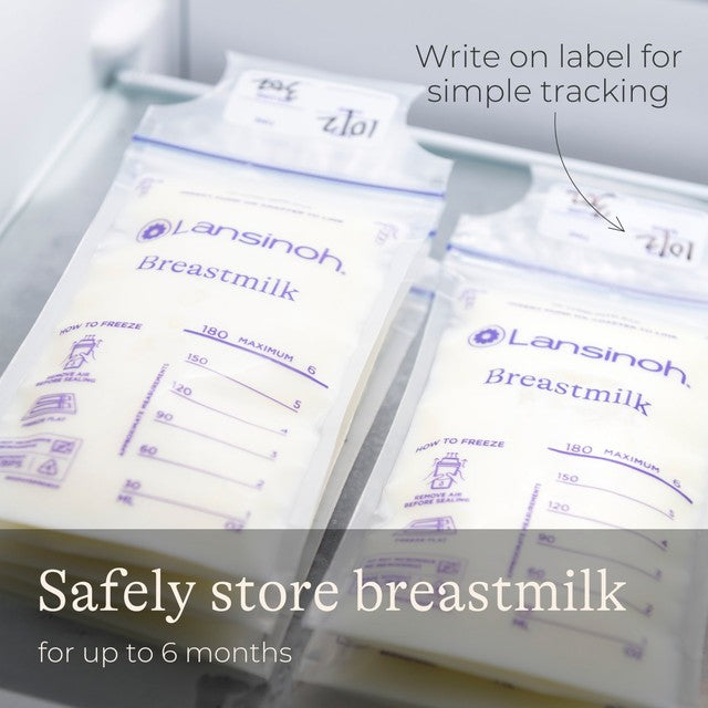 Lansinoh breastmilk storage bags with double zipper seal, UK version