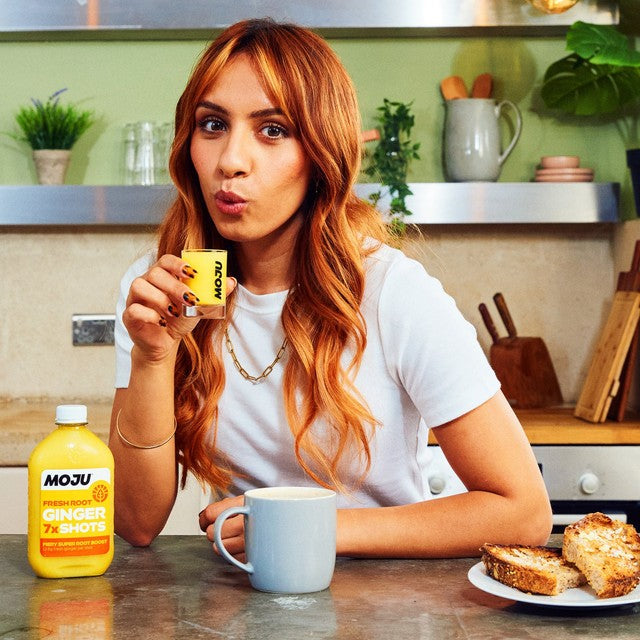 Moju Ginger Vitality Shot 420ml bottle with 7x 60ml shots, imported from the UK