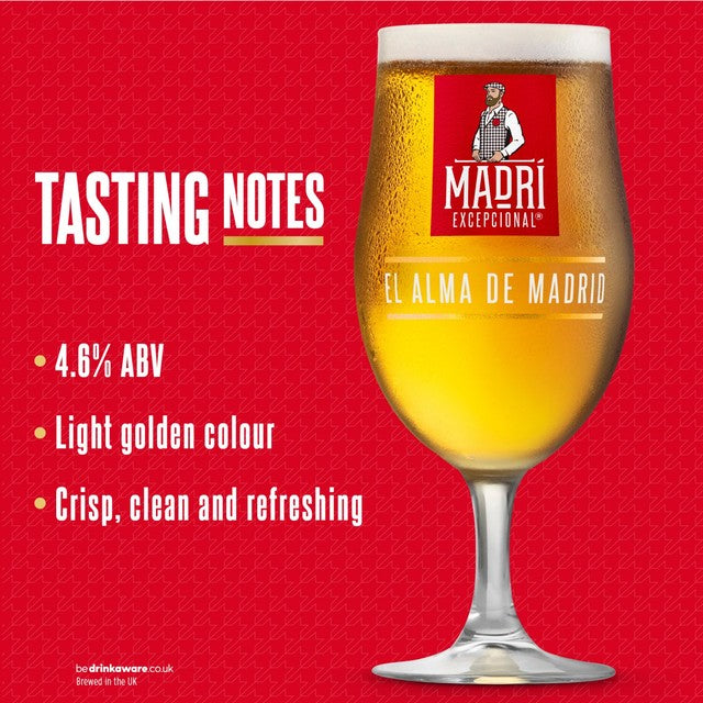 Madri Excepcional lager beer 10 x 440ml, imported from the UK