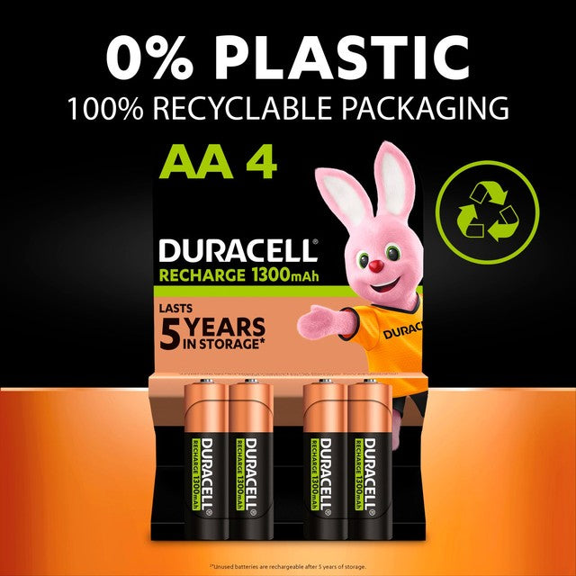 Duracell Recharge Plus AA rechargeable batteries 4-pack - British product