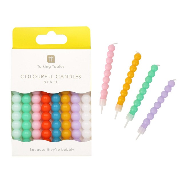 Talking Tables bobble birthday candles 8-pack (British brand)