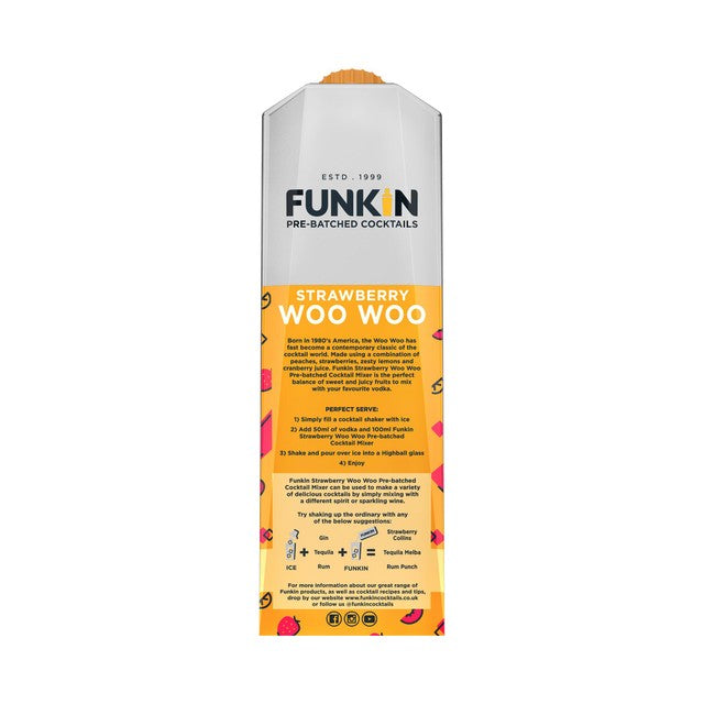 Funkin Strawberry Woo Woo cocktail mixer 1L - British product
