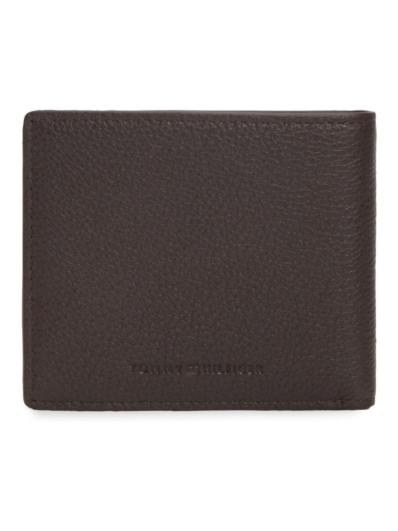 Tommy Hilfiger brown leather bifold wallet with signature plaque - British product
