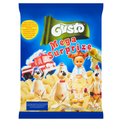 Gusto Mega Surprize salted corn snacks with surprise toy 60g, UK version