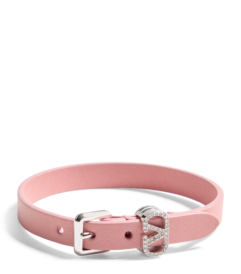 Valentino Garavani leather Ovalette bracelet with crystals (British brand)