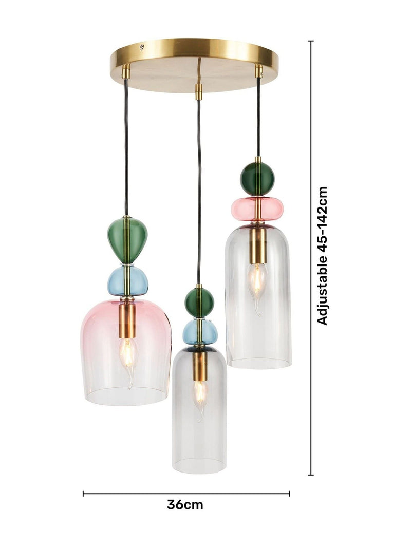 BHS Brass Vietri 3 light cluster pendant ceiling light (British brand)