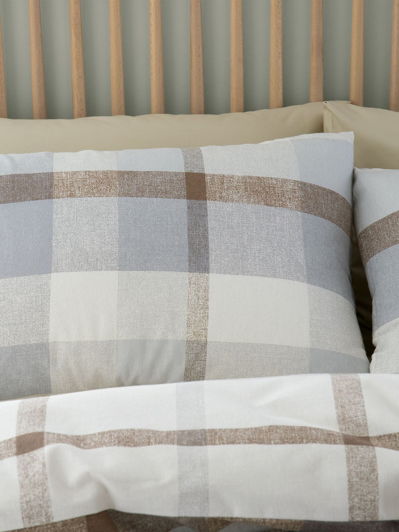 Catherine Lansfield brushed cotton check duvet cover set - British product