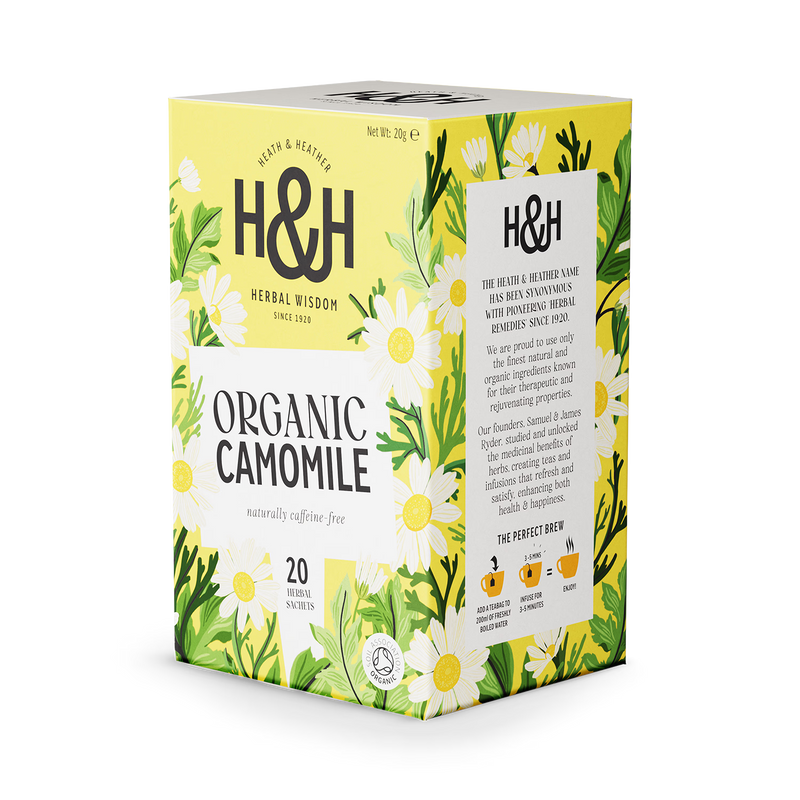 Heath & Heather organic camomile tea 20 tea bags, imported from the UK