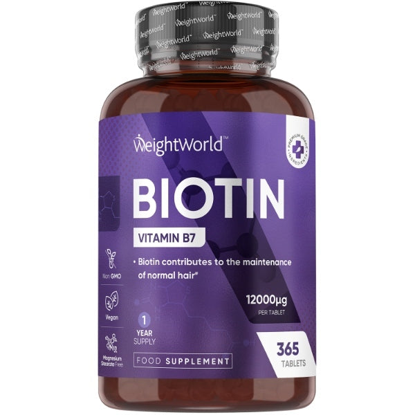 WeightWorld Biotin 365 vegan tablets 12000mcg, UK version