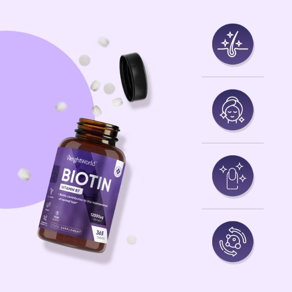 WeightWorld Biotin 365 vegan tablets 12000mcg, UK version