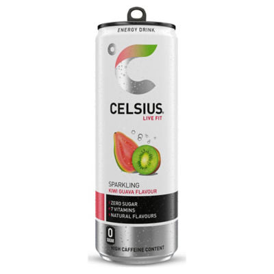 Celsius energy drink Kiwi Guava 355ml, imported from the UK