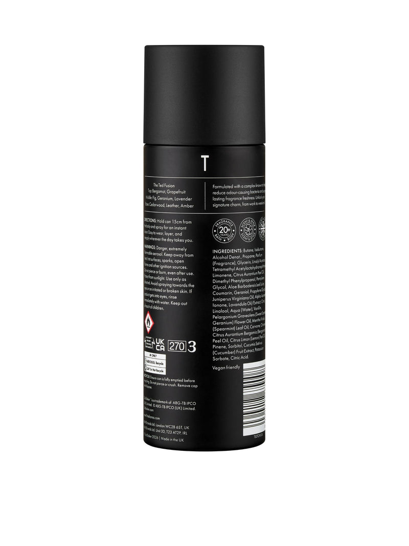 Ted Baker Graphite body spray deodorant 200ml, imported from the UK