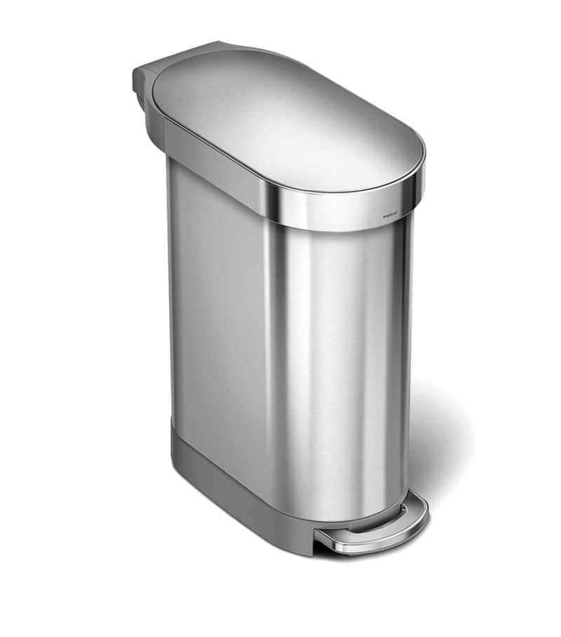 Simplehuman slim brushed steel pedal bin 45L - British product