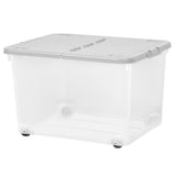 Costco UK Wham Clear/Cool Grey 44 Litre Storage Box with Wheels and Folding Lid - 5 Pack- Buy online at McGrocer