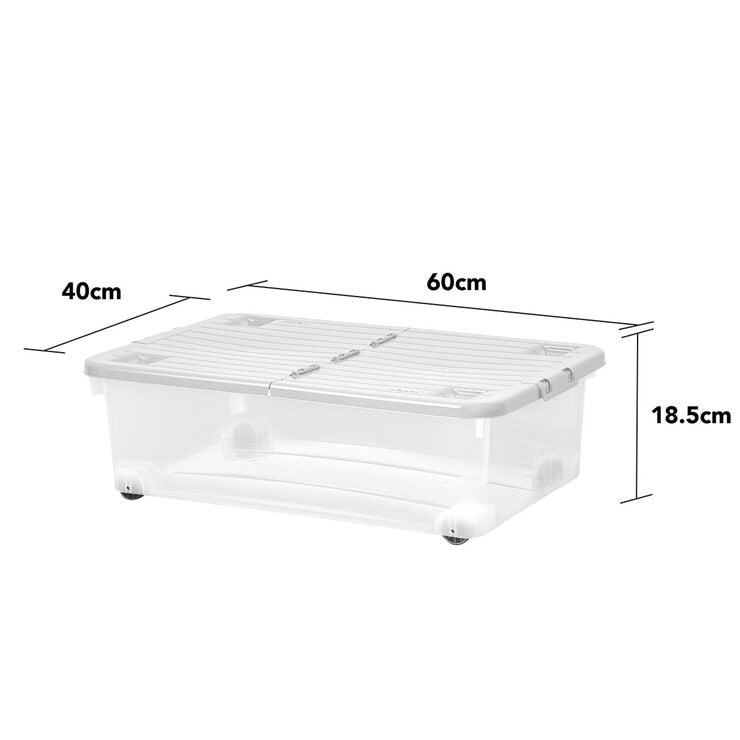 Wham storage boxes clear grey 32L with wheels, UK version