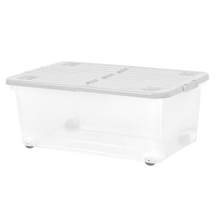 Wham 45 litre clear grey wheeled storage boxes, UK version