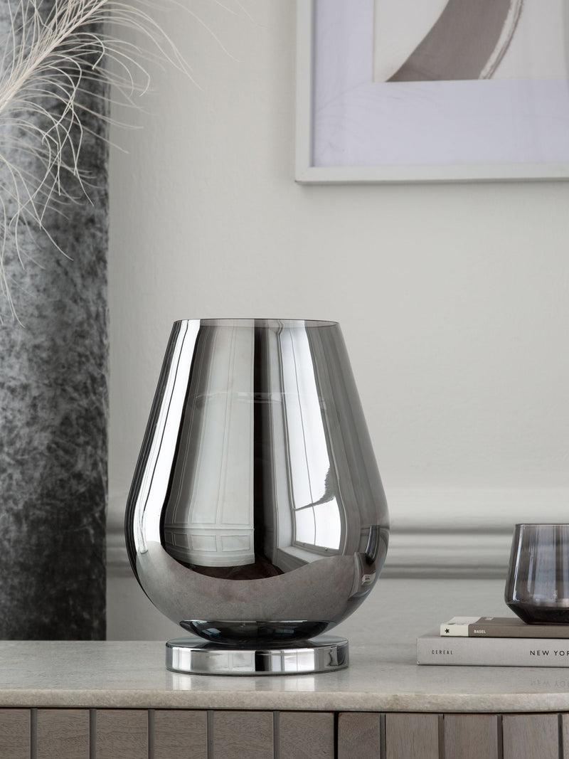 Smoke Grey Helix LED table lamp, imported from the UK