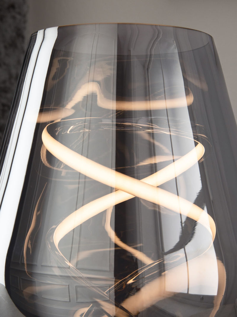 Smoke Grey Helix LED table lamp, imported from the UK