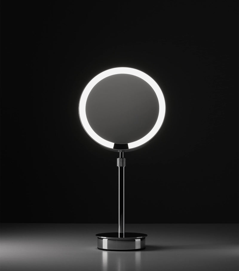 Decor Walther light-up round cosmetics mirror, approximate size 44cm by 21.5cm by 13cm - British product