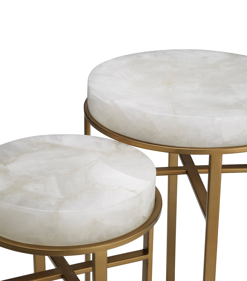 Eichholtz set of two crystal side tables different sizes, imported from the UK
